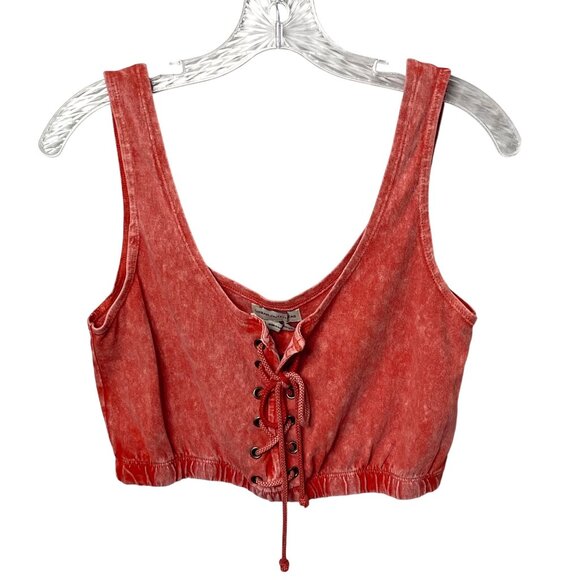 Urban Outfitters Lace Up Cropped Tank Top Color Terra Cotta Women’s Size M NWT - Picture 8 of 8